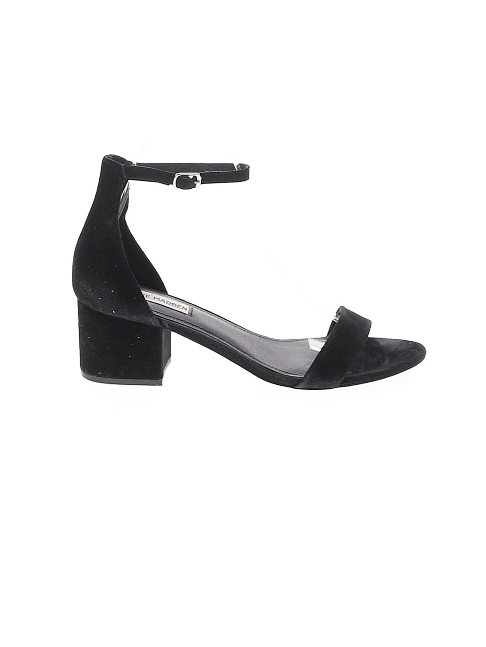Steve Madden Black Suede Ankle-Strap Block Heel Sandal